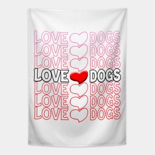 Love Dogs Heart Repeat Text Red Tapestry