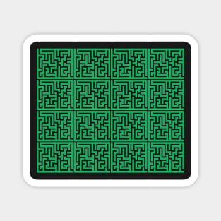 Green Ink Labyrinth Outlined in White Ink Magnet