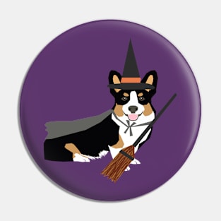 Tri Corgi Witch Pin