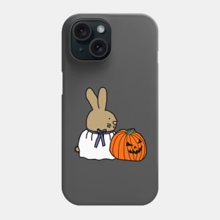 Cute Bunny Rabbit in Pumpkin Ghost Costume for Halloween Horror Phone Case