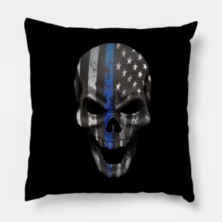 Blue line skull Pillow