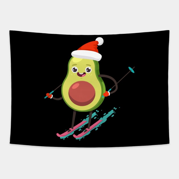 Christmas Avocado Ski Tapestry by AdeShirts