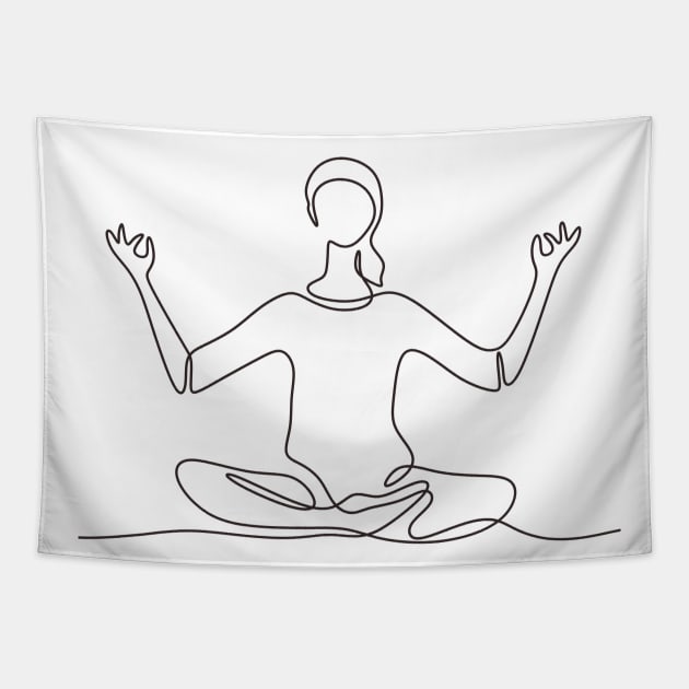 One Line Yoga Tapestry by Genuine Vintage