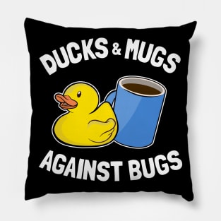 Ducks & Mugs Against Bugs Funny Programmer Coffee Pillow