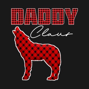 Daddy Claus, Christmas Red Plaid Dad Wolf T-Shirt