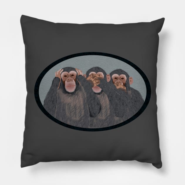 Hear No Evil, See No Evil, Speak No Evil Pillow by ahadden