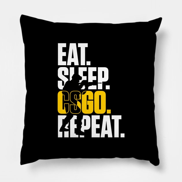 Eat Sleep CSGO Repeat Pillow by overweared