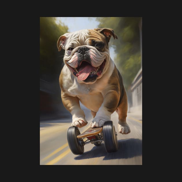 English Bulldog Skateboard Card by candiscamera