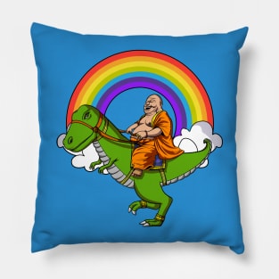 Buddha Riding T-Rex Dinosaur Pillow