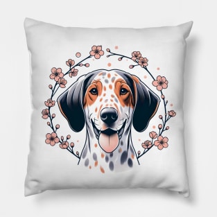 American Leopard Hound Captures Spring's Cherry Blossoms Beauty Pillow