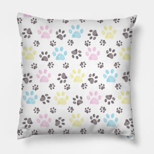 Pastel doodle paw print Pillow