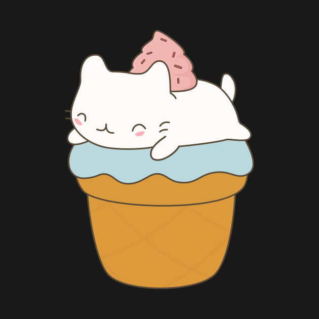 Disover Kawaii Cat Ice Cream Cone T-Shirt - Cute Cat - T-Shirt