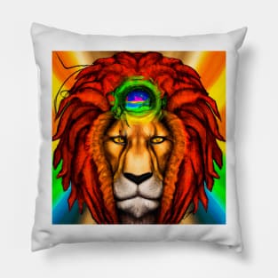 Third eye lion Pillow