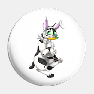 Bobtail BunnyCat: Black Bicolor (White) Pin