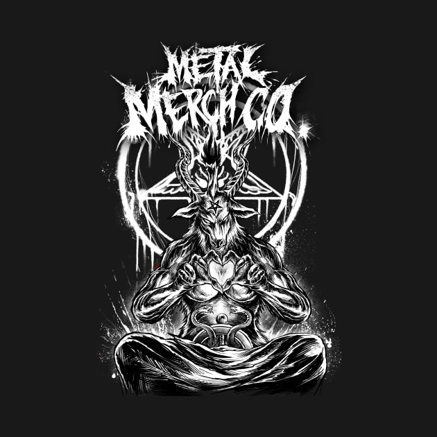 Baphomet Back & White by MetalMerchCo