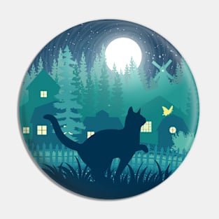 Night cat landscape Pin