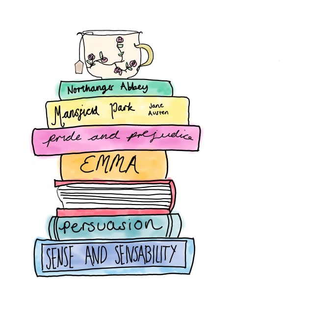 Jane Austen book stack by bookloversclub