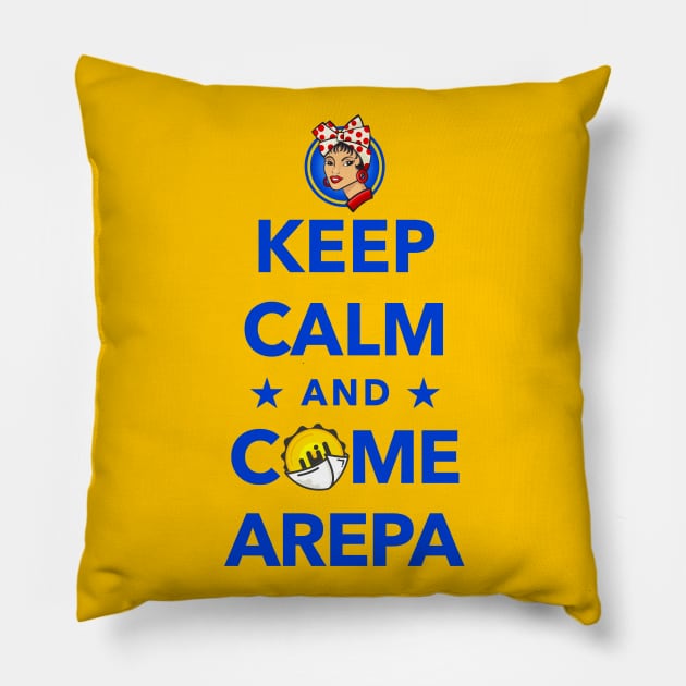 Keep Calm and Come Arepa Pillow by DISOBEY