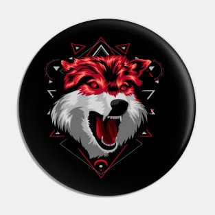 angry wolf Pin