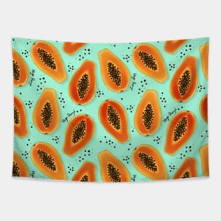 Hiya Papaya Pattern on Mint Green Tapestry