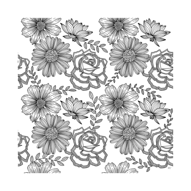 Flowers Line Art - Pastel Yellow by monitdesign