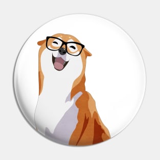 Happy Shiba Inu - Black glasses Pin