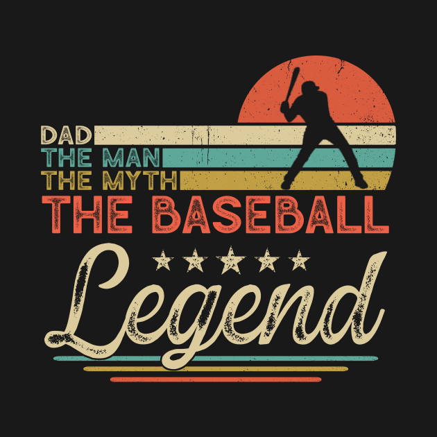 Dad The Man The Myth The Baseball Legend Shirt Men, Vintage Baseball Player Dad T-shirt, Father's Day Gift for Baseball Coach Fan by Brlechery21