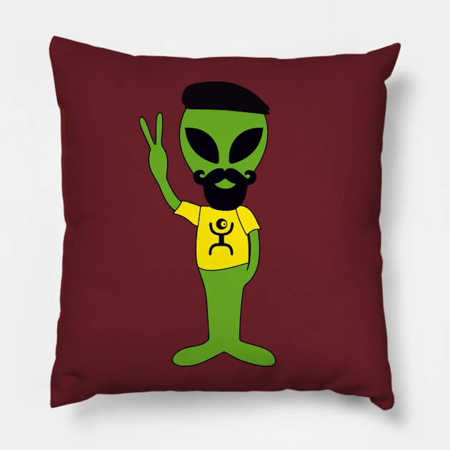 Peace Alien - Hipster Lives In France Pillow by EDDArt