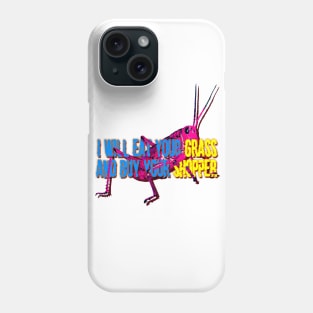 grasshopper popart colorful insect with text Phone Case