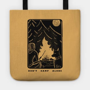 Don't Camp Alone - Girl Dog Friend Dark Print Tote