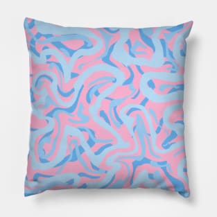 Blue and Pink Groovy Marble Pillow