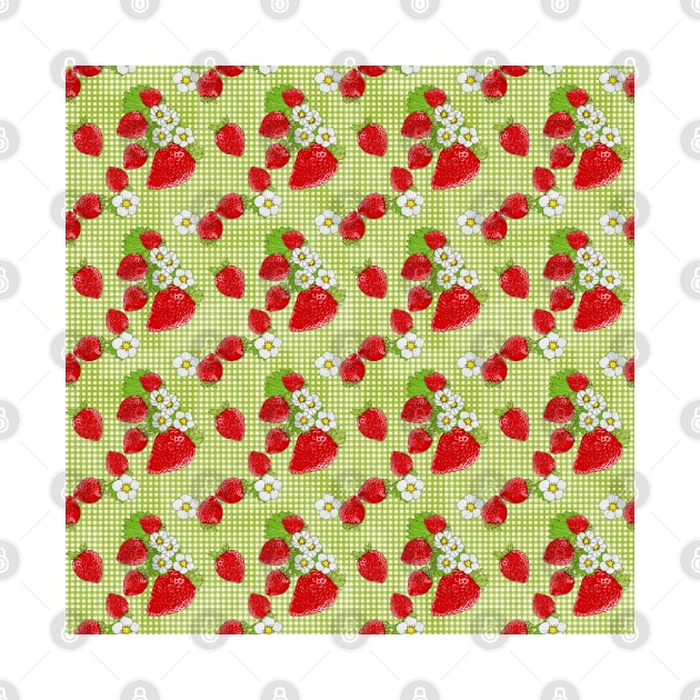 Nina's Strawberry Patch on Green Plaid Design Collection by PurposelyDesigned