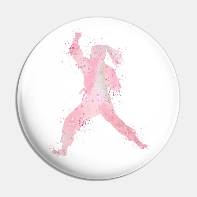 Karate Girl Watercolor Martial Arts Enthusiasts Gift Pin by LotusGifts