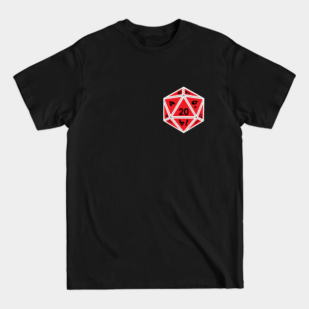 Discover (Pocket) Red D20 Dice (White Outline) - D20 Dice - T-Shirt