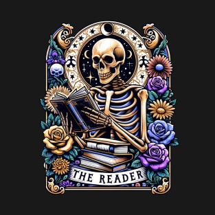 "The Reader" Skeleton Reading Tarot Card T-Shirt