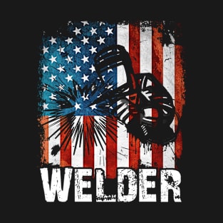 Welder American Flag Grunge Distressed T-Shirt