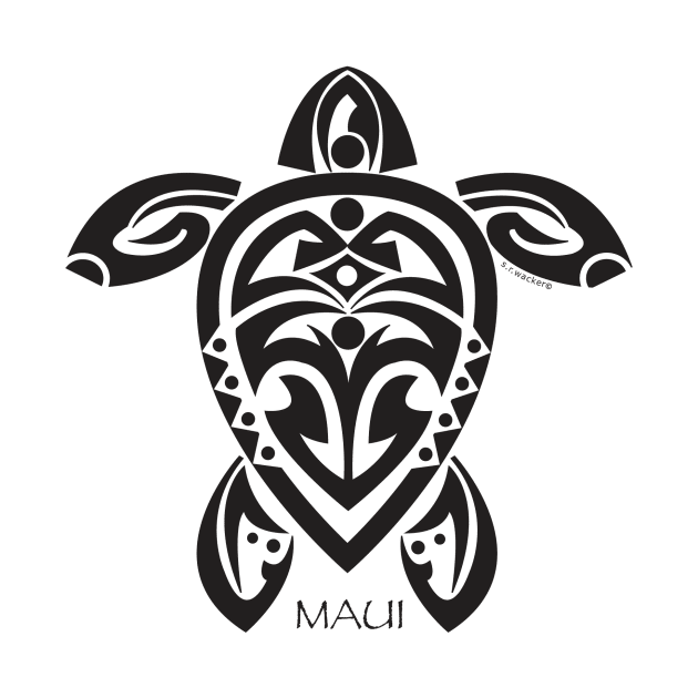 Black Tribal Turtle Tattoo / Maui by srwdesign