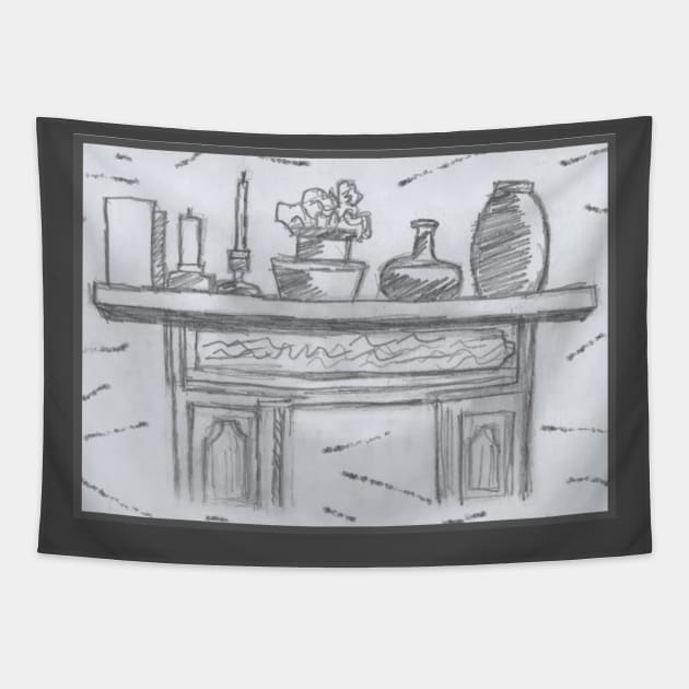 Antique Fireplace Tapestry by Mila-Ola_Art