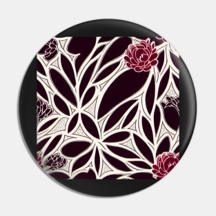 Vintage Floral Cottagecore  Romantic Flower Peony Design Black and White with Pink Pin