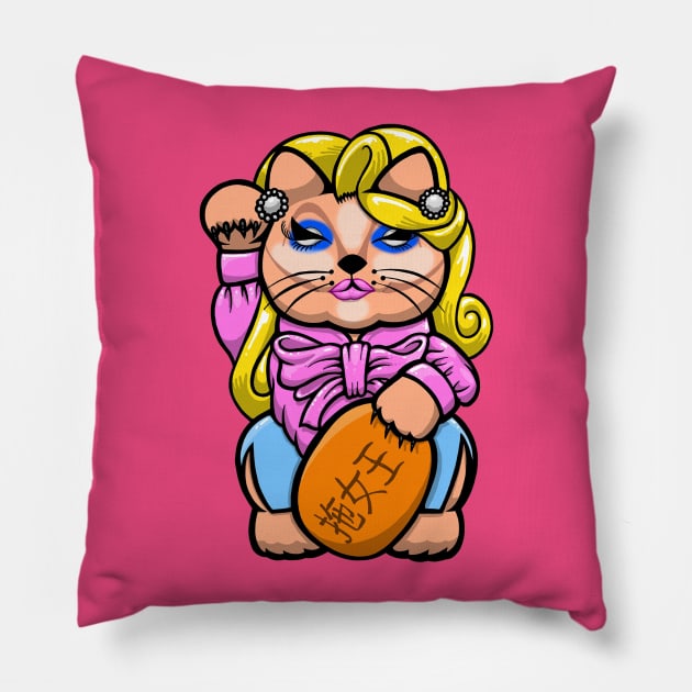 trixie Mattel lucky cat Pillow by yayzus