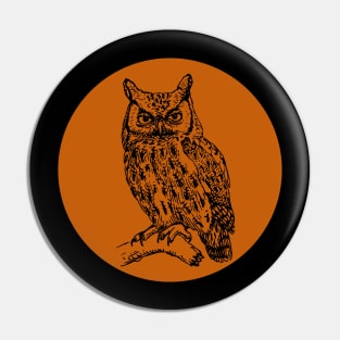 Halloween Owl, Portents, Omens, Signs, and Fortunes - Orange and Black Style Pin