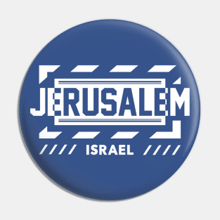 Retro Jerusalem Israel Word Art Holy Land Vintage Israel Pin