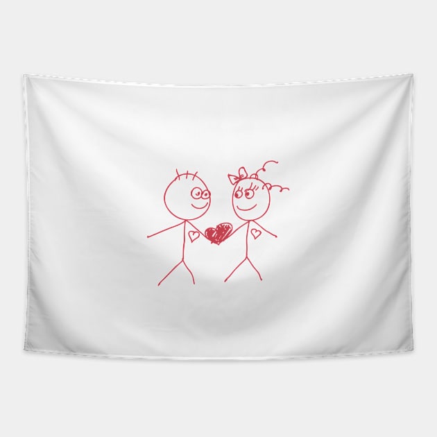 love doodle couple Tapestry by lisenok