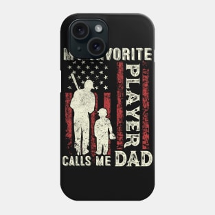 My Favorite Player Calls Me Dad US Flag Baseball Dad Gifts Fathers Day Phone Case