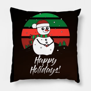 Happy Holidays SNOWMAN (sunset) Pillow