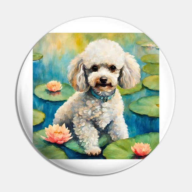 Toy Poodle on Lily Pond Impressionism Pin by Doodle and Things