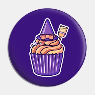 Witchy cupcake on dark bg Pin