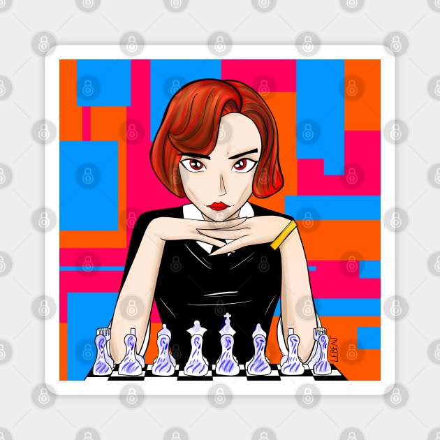 beth harmon the lady chess in queens gambit Magnet by jorge_lebeau