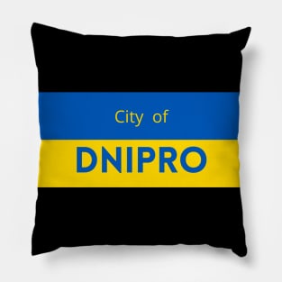 City of Dnipro in Ukraine Flag Pillow