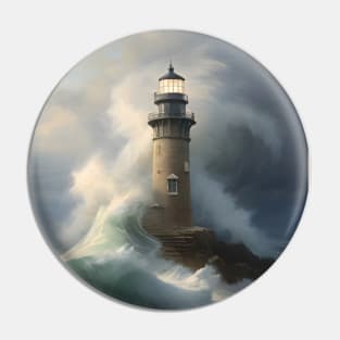 Lighthouse with Crashing Waves Pin